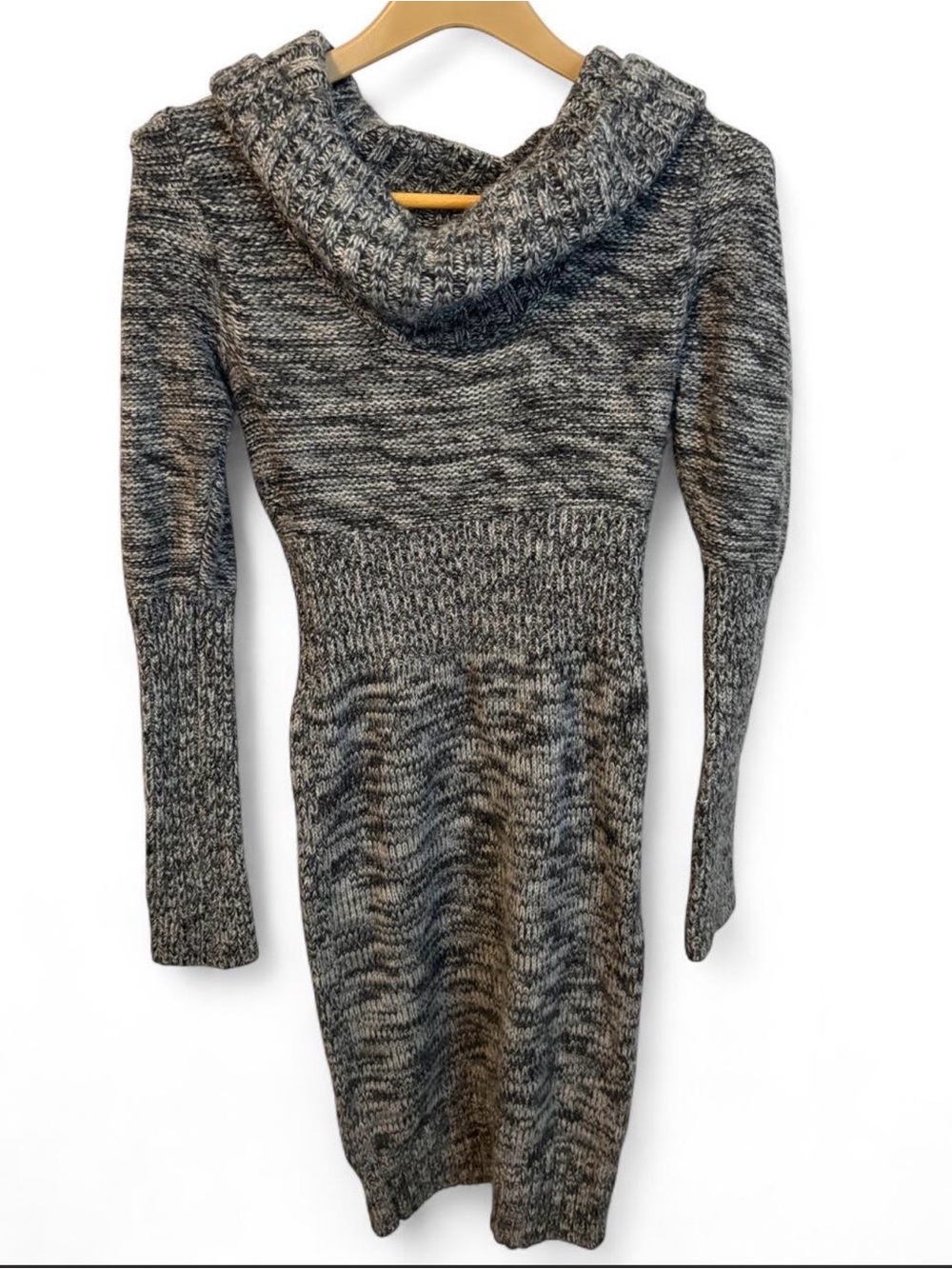 Moda International Gray Marled Cowl-Neck Knit Midi Dress